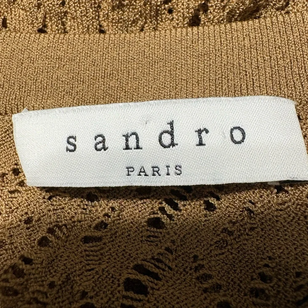 Sandro Brown, Sepia Cold-Shoulder Open Knit Jumper Sweater Long Sleeve S 3/US 8